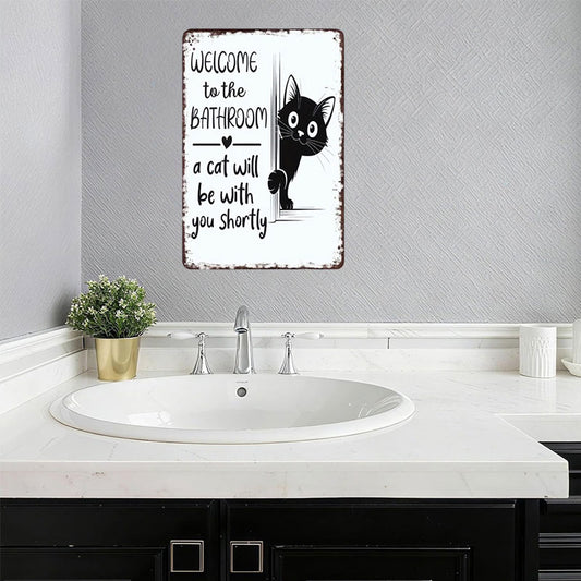 Funny Cat Vintage Wall Sign